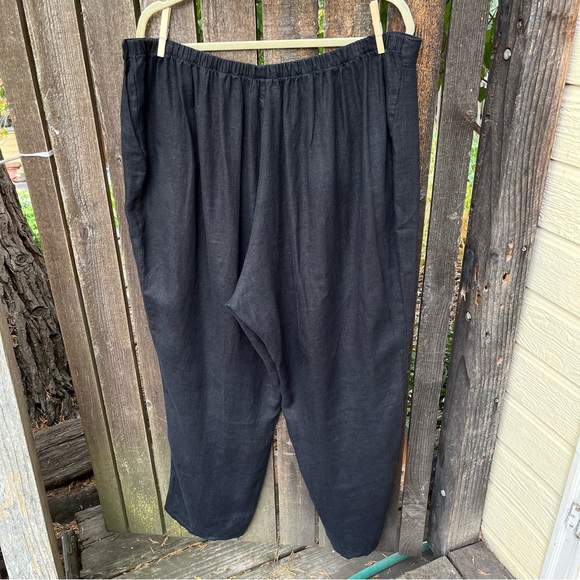 Flax Black 100% Linen Wide Leg Side Button Pants Sz 1X - Picture 10 of 16